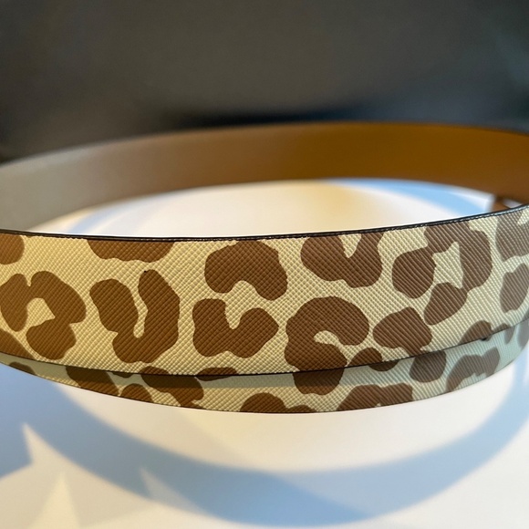 Michael Kors Leather Reversible Leopard Belt w/ Silver-tone Buckle - Large - NWT - Picture 2 of 4